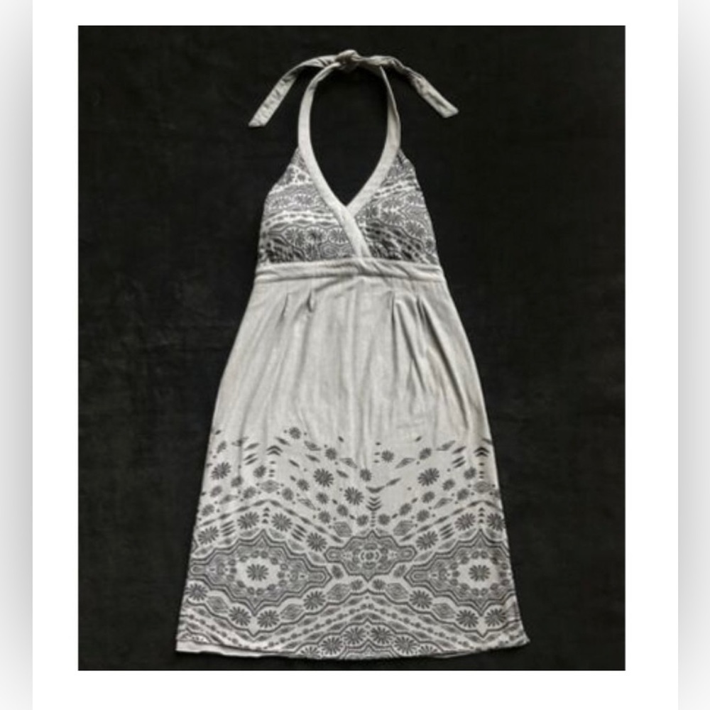 NWOT ATHLETA SOPHISTICATED GRAY BALSA BURNOUT FLOWER HALTER DRESS SIZE SMALL